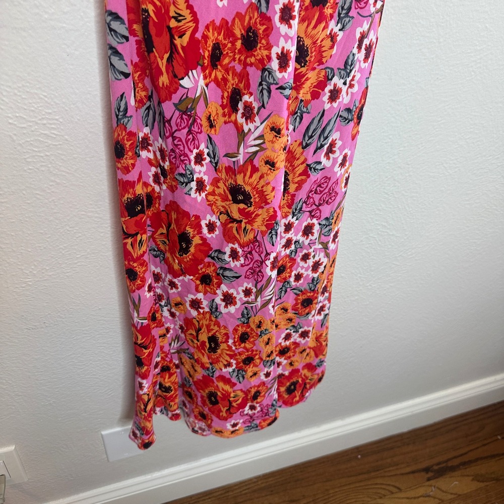 Hello Molly Cutely Preppy Midi Dress Pink Floral Cutout Halter Size US 2 XS - Picture 5 of 8